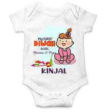 Load image into Gallery viewer, Custom Name My First Diwali With Mumma Papa Rompers for Baby Girl- KidsFashionVilla

