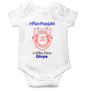 Custom Name IPL PBKS Punjab Kings PlayPunjabi Kings Eleven Punjab Rompers for Baby Girl- KidsFashionVilla