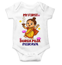 Load image into Gallery viewer, Custom Name My First Cute Durga Pooja Rompers for Baby Girl- KidsFashionVilla
