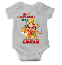 Load image into Gallery viewer, Custom Name Jai Sherawali Maa Navratri Rompers for Baby Boy- KidsFashionVilla
