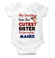 Load image into Gallery viewer, Custom Name My Brother Has Cutest Sister Raksha Bandhan Rompers for Baby Girl- KidsFashionVilla
