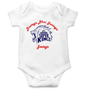 IPL Chennai Super Kings Jeetega Bhai Jeetega CSK Jeetega Rompers for Baby Girl- KidsFashionVilla