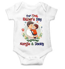 Load image into Gallery viewer, Custom Name Our First Father Day Rompers for Baby Girl- KidsFashionVilla
