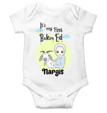Load image into Gallery viewer, Custom Name Its My First Bakra Eid Rompers for Baby Girl- KidsFashionVilla
