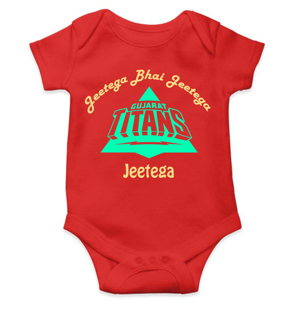 IPL Gujarat Titans Jeetega Bhai Jeetega GT Jeetega Rompers for Baby Girl- KidsFashionVilla