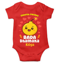 Load image into Gallery viewer, Custom Name Chhota Packet Baada Dhamaka Diwali Rompers for Baby Girl- KidsFashionVilla
