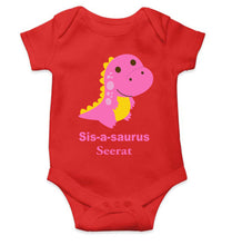 Load image into Gallery viewer, Custom Name Sis A Sauras Rakhi Rompers for Baby Girl- KidsFashionVilla
