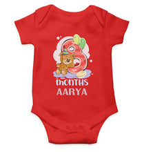 Load image into Gallery viewer, Custom Name 8 Month Birthday Teddy Design Rompers for Baby Girl- KidsFashionVilla
