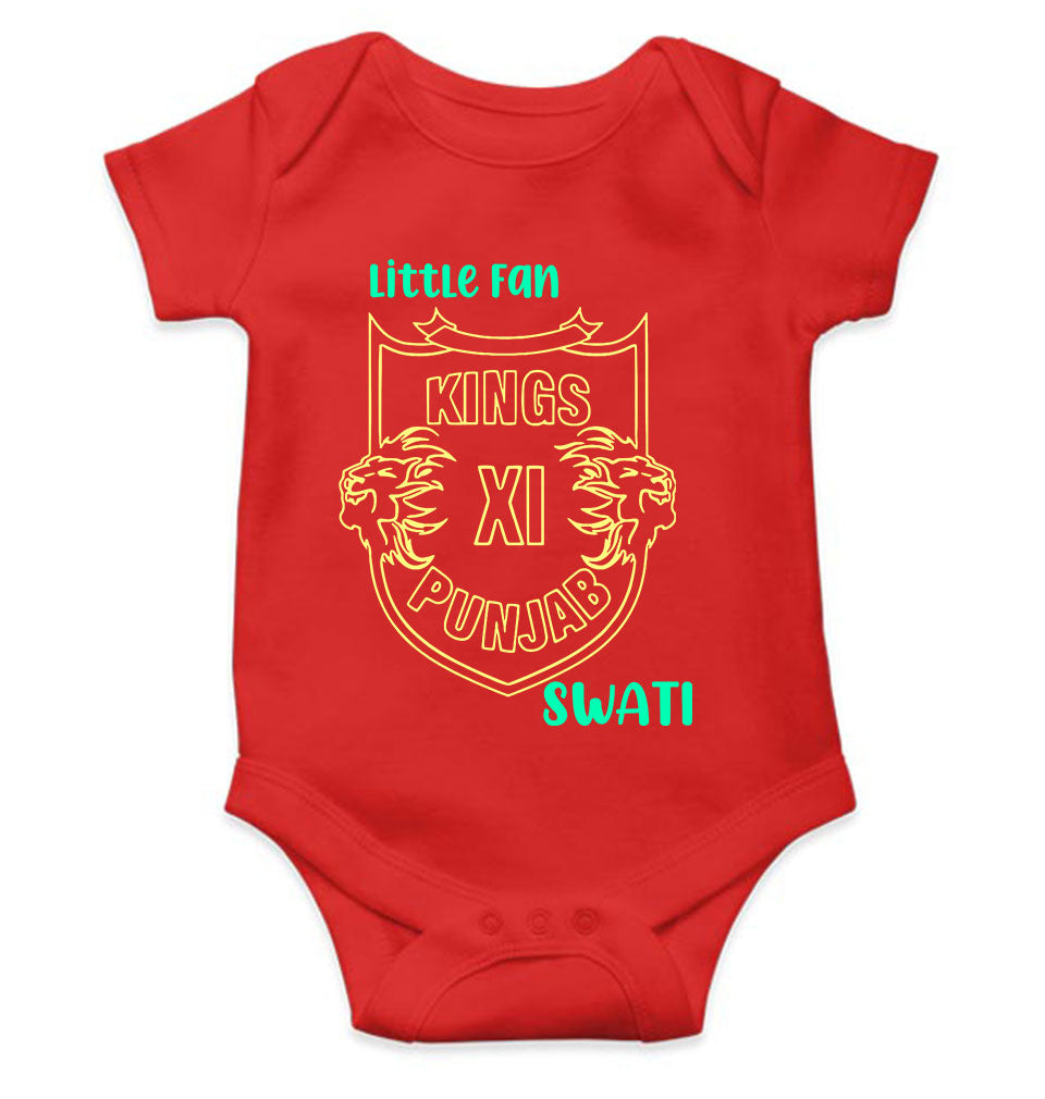 Custom Name IPL PBKS Punjab Super Kings Little Fan Rompers for Baby Girl- KidsFashionVilla