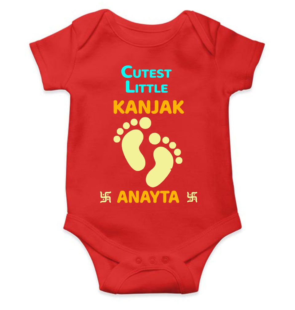Custom Name Cutest Little Kanjak Navratri Rompers for Baby Girl- KidsFashionVilla