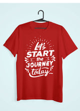 Load image into Gallery viewer, Lets Start The Journey Women Half Sleeves T-shirt- KidsFashionVilla
