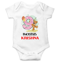 Load image into Gallery viewer, Custom Name 9 Month Birthday Teddy Design Rompers for Baby Boy- KidsFashionVilla
