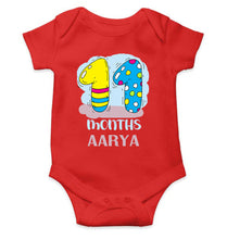 Load image into Gallery viewer, Custom Name 11 Month Birthday Teddy Design Rompers for Baby Girl- KidsFashionVilla
