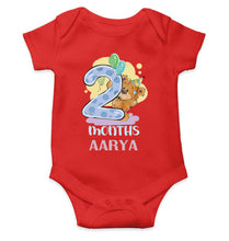 Load image into Gallery viewer, Custom Name 2 Month Birthday Teddy Design Rompers for Baby Girl- KidsFashionVilla
