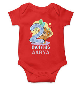 Custom Name 2 Month Birthday Teddy Design Rompers for Baby Girl- KidsFashionVilla
