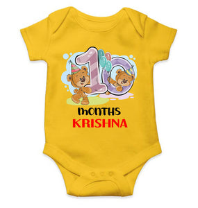 Custom Name 10 Month Birthday Teddy Design Rompers for Baby Boy- KidsFashionVilla