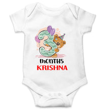 Load image into Gallery viewer, Custom Name 3 Month Birthday Teddy Design Rompers for Baby Boy- KidsFashionVilla
