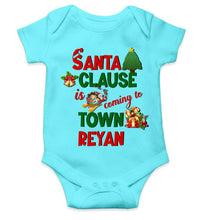 Load image into Gallery viewer, Custom Name Santa Clause Is Coming To Town Christmas Rompers for Baby Boy- KidsFashionVilla
