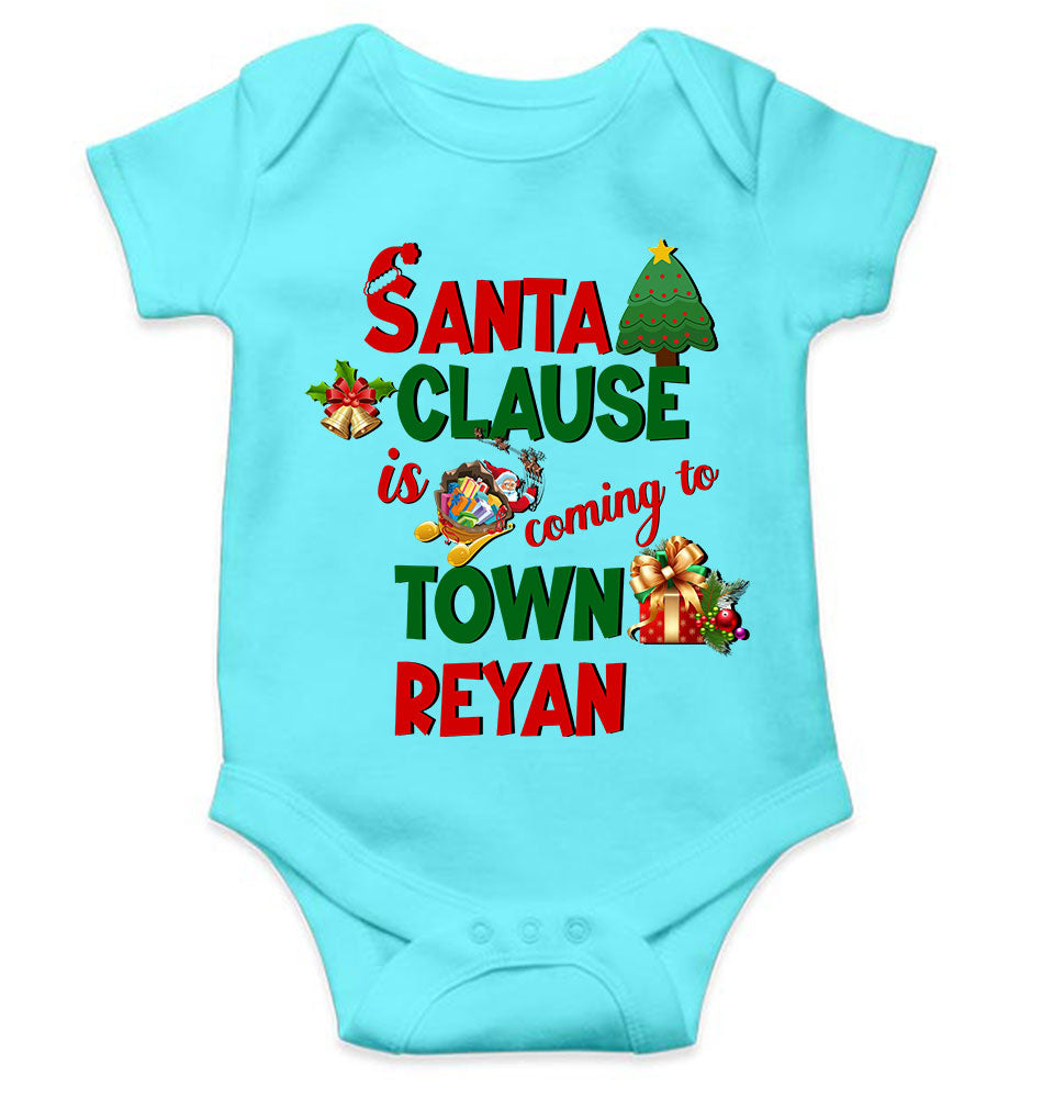 Custom Name Santa Clause Is Coming To Town Christmas Rompers for Baby Boy- KidsFashionVilla