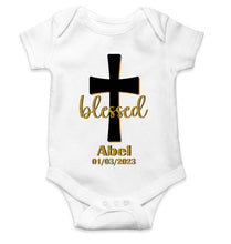 Load image into Gallery viewer, Custom Name And Date Blessed Baptism Christening Day Rompers for Baby Girl- KidsFashionVilla
