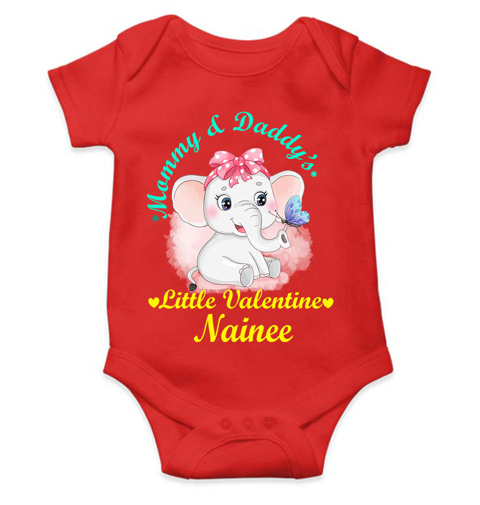 Custom Name Mommy And Daddys Little Valentine Rompers for Baby Girl- KidsFashionVilla