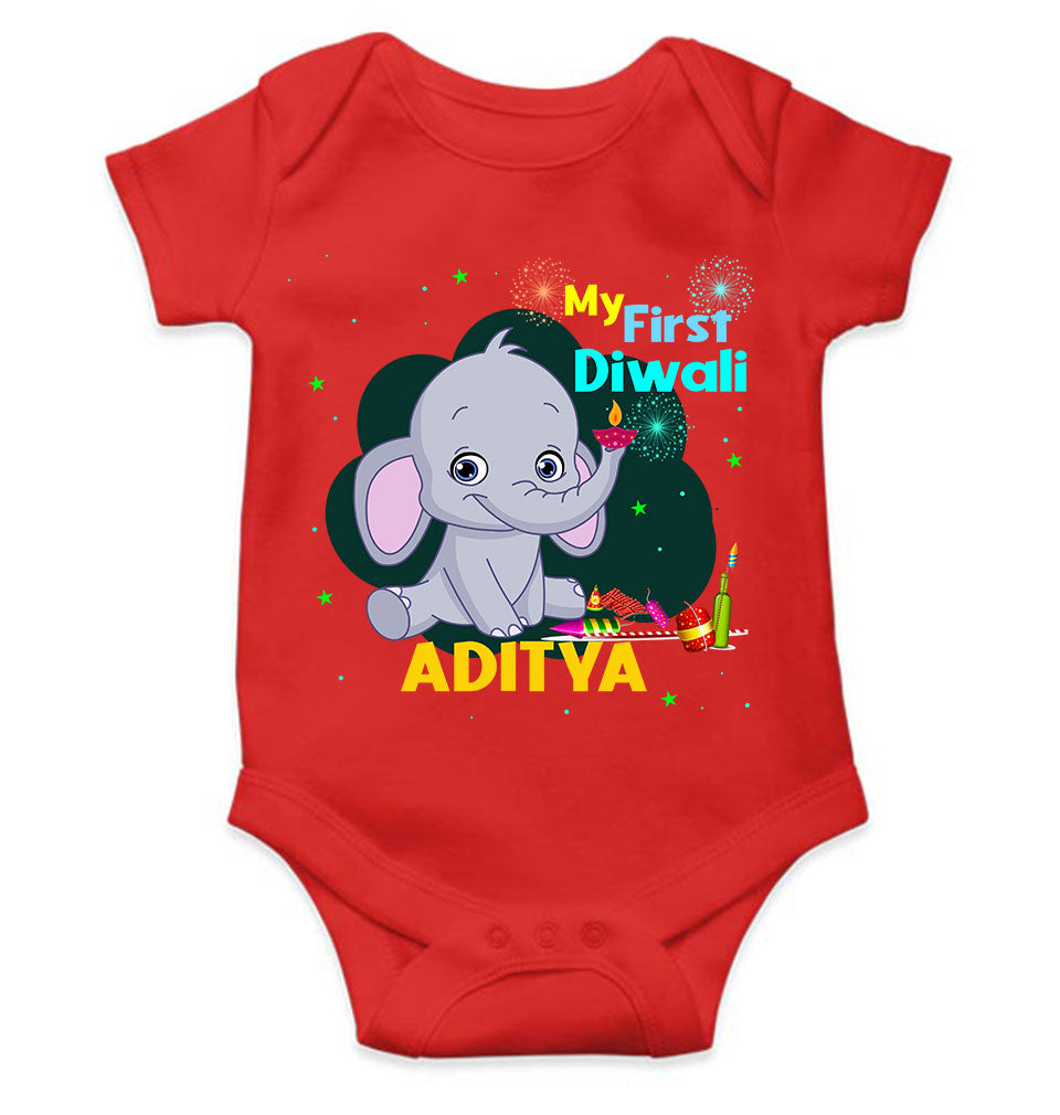 Custom Name My First Diwali Rompers for Baby Boy- KidsFashionVilla