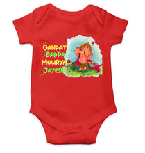 Load image into Gallery viewer, Custom Name Ganpati Bappa Mourya Ganesh Chaturthi Rompers for Baby Boy- KidsFashionVilla
