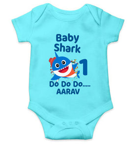 Custom Name Baby Shark Do Do Do First Birthday Rompers for Baby Boy- KidsFashionVilla