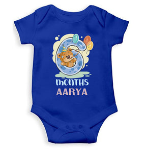 Custom Name 6 Month Birthday Teddy Design Rompers for Baby Girl- KidsFashionVilla
