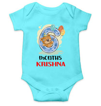 Load image into Gallery viewer, Custom Name 6 Month Birthday Teddy Design Rompers for Baby Boy- KidsFashionVilla
