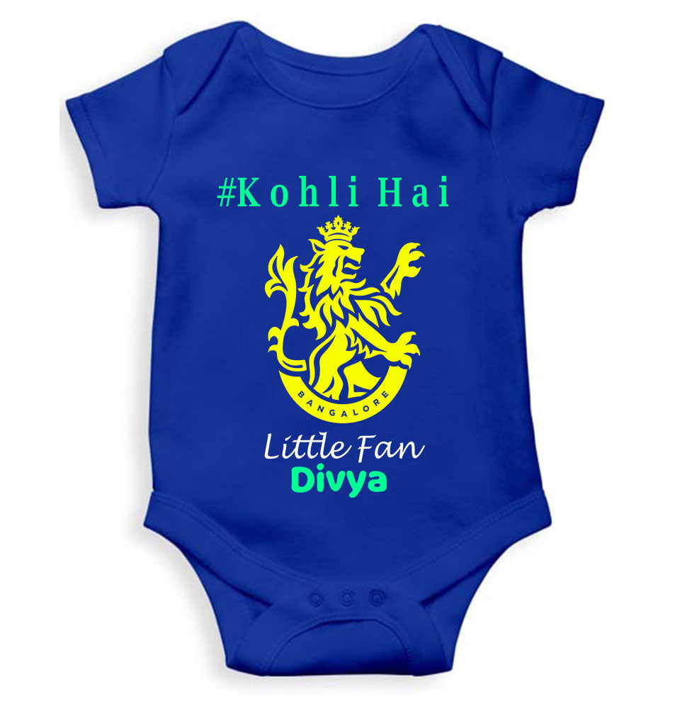 Custom Name IPL RCB Royal Challengers Bangalore Kohli Hai Rompers for Baby Girl- KidsFashionVilla