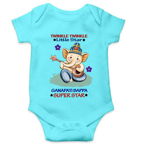 Twinkle Twinkle Little Star Ganpati Bappa Superstar Ganesh Chaturthi Rompers for Baby Girl- KidsFashionVilla