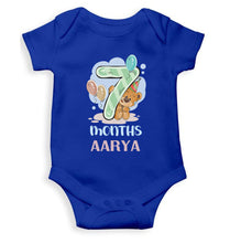 Load image into Gallery viewer, Custom Name 7 Month Birthday Teddy Design Rompers for Baby Girl- KidsFashionVilla
