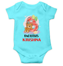 Load image into Gallery viewer, Custom Name 8 Month Birthday Teddy Design Rompers for Baby Boy- KidsFashionVilla
