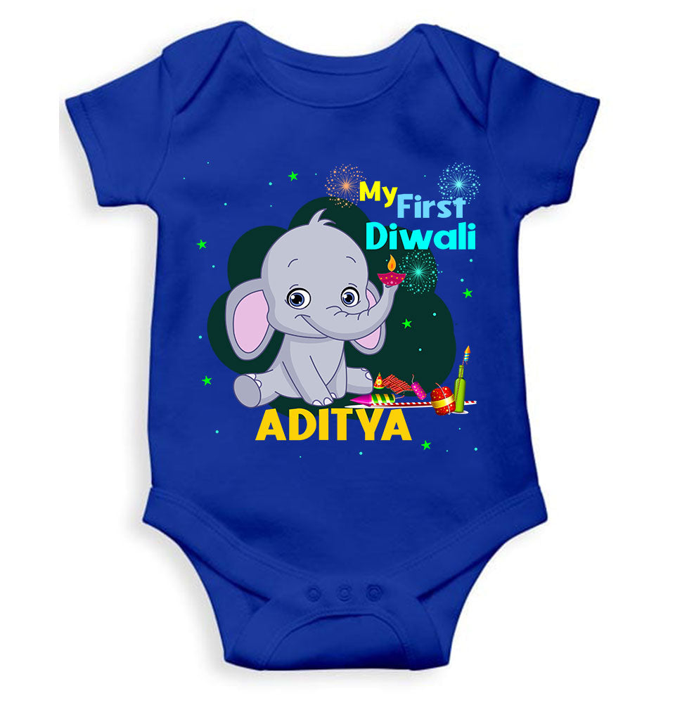 Custom Name My First Diwali Rompers for Baby Boy- KidsFashionVilla