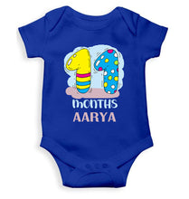 Load image into Gallery viewer, Custom Name 11 Month Birthday Teddy Design Rompers for Baby Girl- KidsFashionVilla
