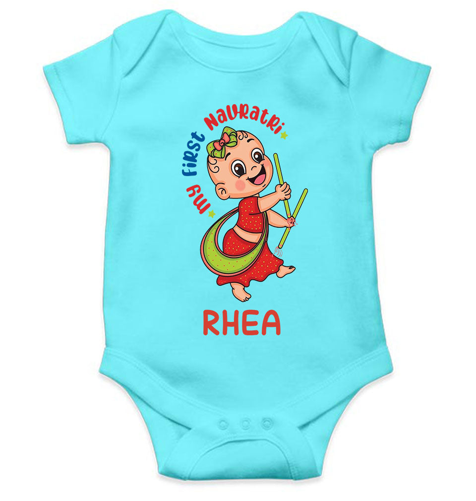 Custom Name My First Navratri Rompers for Baby Girl- KidsFashionVilla