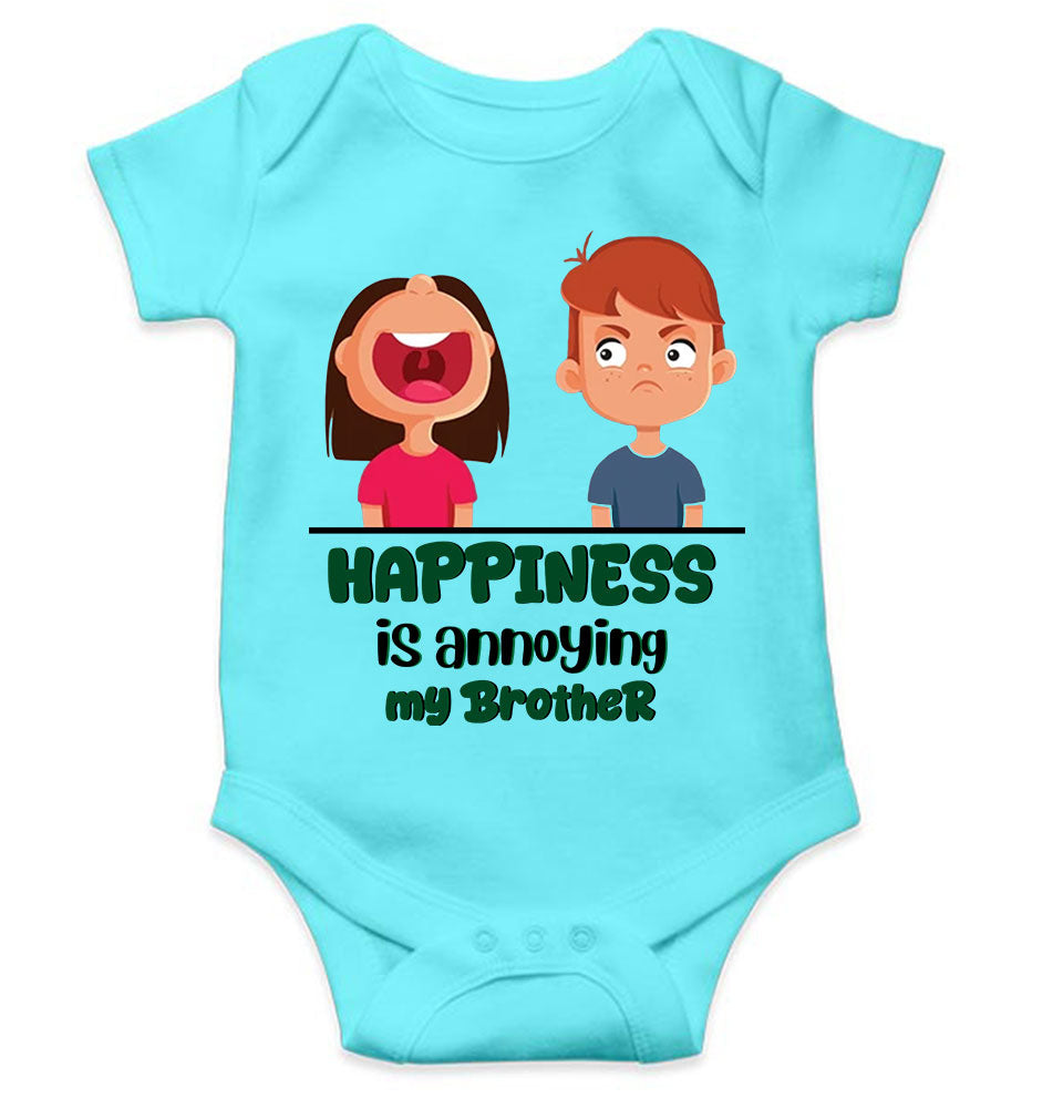 Happiness Is Annoying My Brother Raksha Bandhan Rompers for Baby Boy- KidsFashionVilla