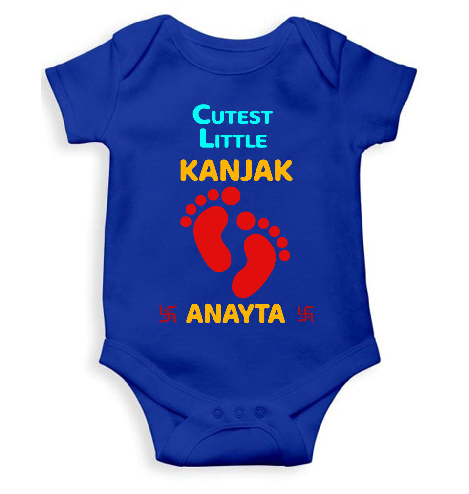 Custom Name Cutest Little Kanjak Navratri Rompers for Baby Girl- KidsFashionVilla