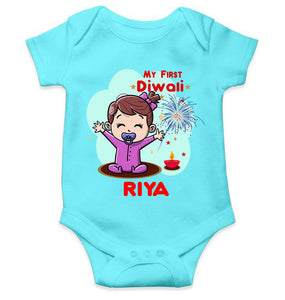 Custom Name My First Diwali Rompers for Baby Girl- KidsFashionVilla