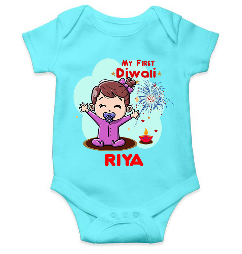 Custom Name My First Diwali Rompers for Baby Girl- KidsFashionVilla