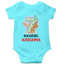 Load image into Gallery viewer, Custom Name 7 Month Birthday Teddy Design Rompers for Baby Boy- KidsFashionVilla
