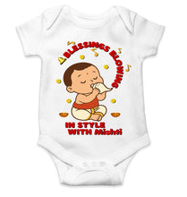 Load image into Gallery viewer, Custom Name Blessing Blowing In Style With Durga Puja Rompers for Baby Girl- KidsFashionVilla
