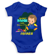 Load image into Gallery viewer, Custom Name My First Diwali With Mumma Papa Rompers for Baby Boy- KidsFashionVilla
