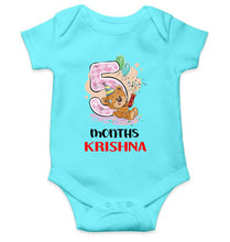 Load image into Gallery viewer, Custom Name 5 Month Birthday Teddy Design Rompers for Baby Boy- KidsFashionVilla
