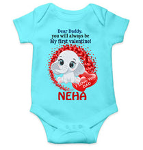 Load image into Gallery viewer, Custom Name Daddy Always Be My First Valentine Rompers for Baby Girl- KidsFashionVilla
