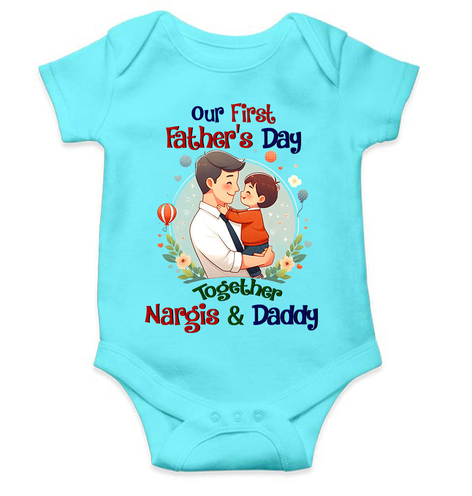 Custom Name Our First Father Day Rompers for Baby Girl- KidsFashionVilla