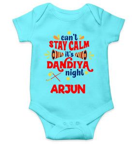 Custom Name Cant Stay Calm It Is Dandiya Night Navratri Rompers for Baby Boy- KidsFashionVilla