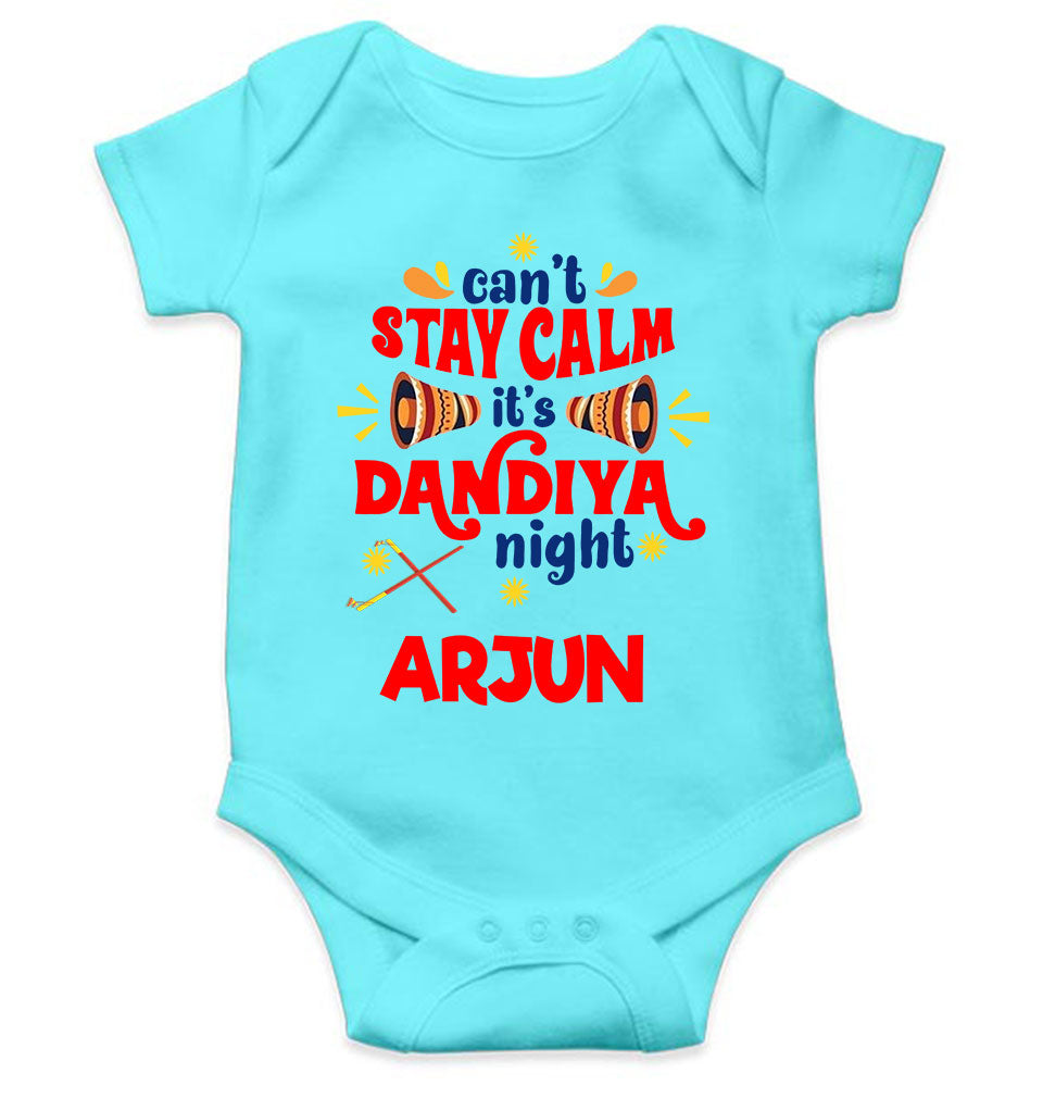 Custom Name Cant Stay Calm It Is Dandiya Night Navratri Rompers for Baby Boy- KidsFashionVilla