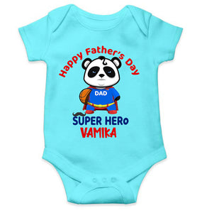 Custom Name Happy Fathers Day Super Hero Rompers for Baby Girl- KidsFashionVilla